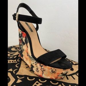 Black floral Wedge heel from forever 21